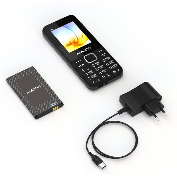 Мобильный телефон Maxvi K29 + ЗУ WC-112 (черный)