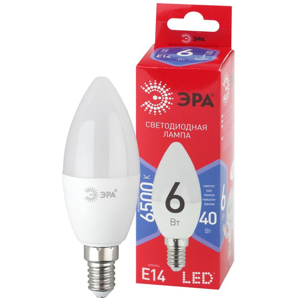 Led b35-6w-865-e14 r Лампочка светодиодная свеча (диод, свеча, 6вт, хол, e14) ЭРА