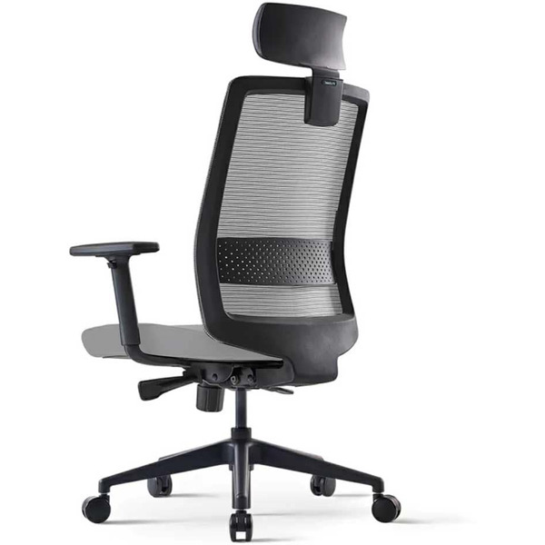 Кресло BESTUHL S30 (черная рама, спинка-сетка черный, сиденье-ткань серый)