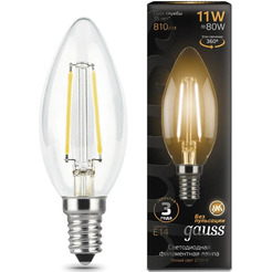 Лампа Gauss Filament Свеча 11W 810lm 2700К Е14 LED 103801111