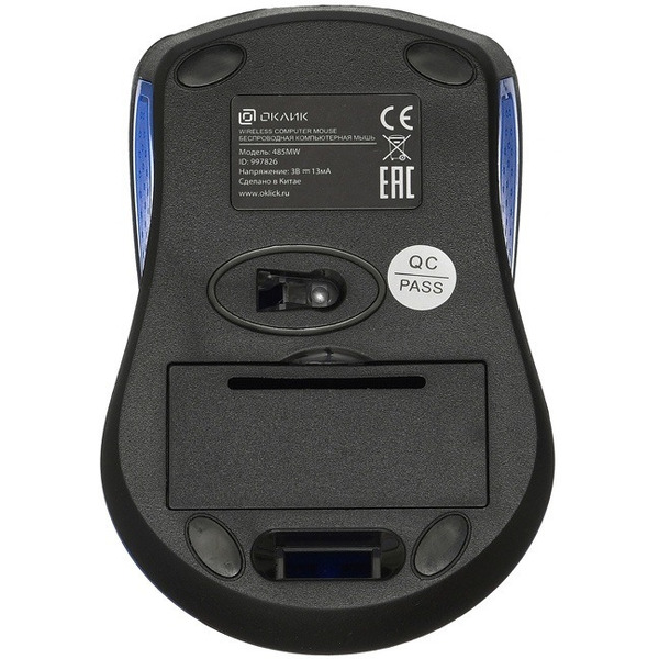 Мышь Oklick 485MW (черный/синий)