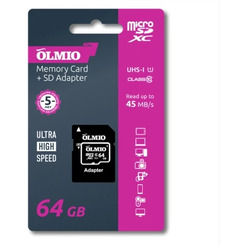 Карта памяти Olmio microSDHC 64GB Class 10 UHS-I (с адаптером)