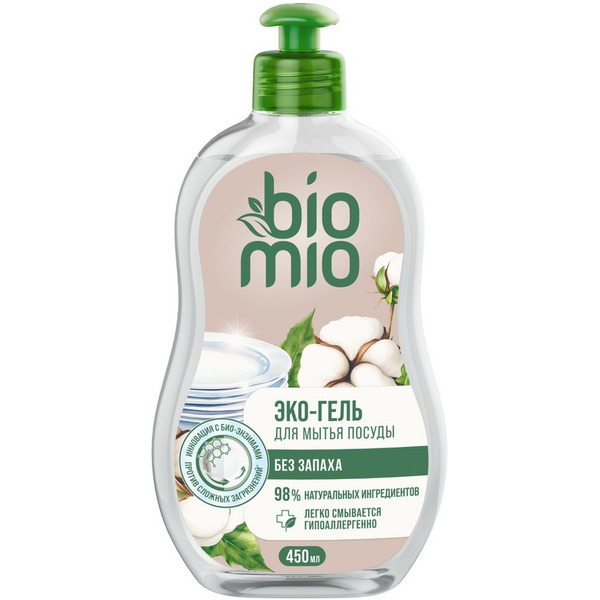 Средство для мытья посуды BioMio БЕЗ ЗАПАХА экологичное, концентрат 450 мл