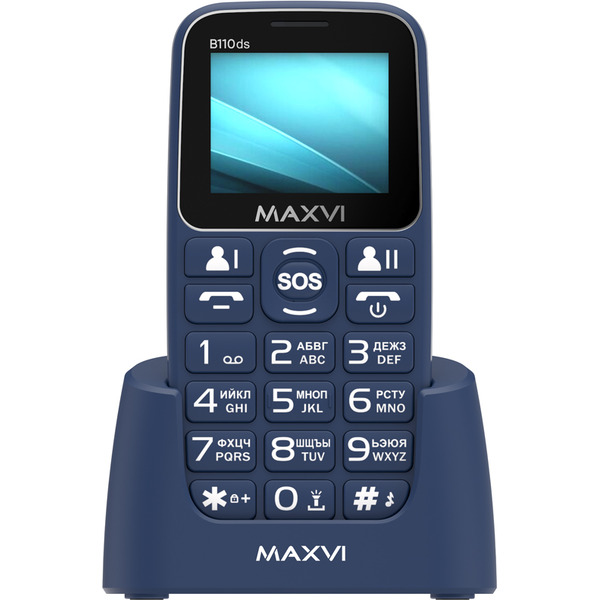 Мобильный телефон Maxvi B110ds +ЗУ WC-112 (синий)