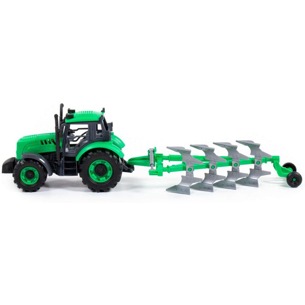 Трактор Полесье Прогресс с плугом 91307 (зеленый)