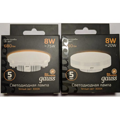 Лампа Gauss LED GX53 8W 2700K/3000K 108008108
