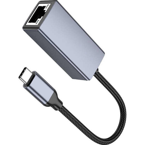 Адаптер Hoco UA37 USB Type-C - RJ45 (0.12 м, металлик)