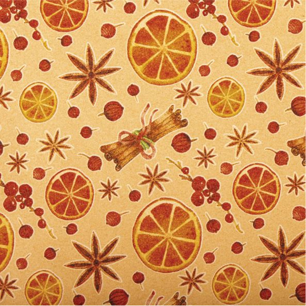 Бумага упаковочная Золотая сказка Апельсин & Корица 592192 0,7х10 м