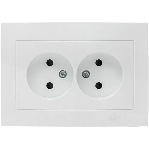Розетка EKF Валенсия 2-местная (10А, белый)