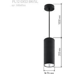 Потолочный светильник ЭРА PL12 GX53 BK/SL (Б0048544)