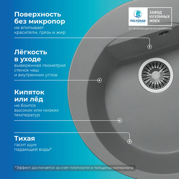Кухонная мойка Polygran Atol 520 (серый)