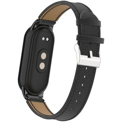 Ремешок Bingo Leather Litchi для XIAOMI Mi Band 8 Черный