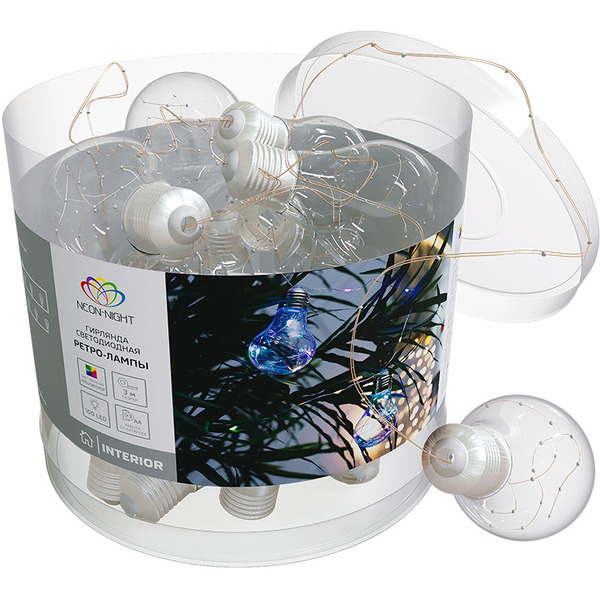 Гирлянда светодиодная NEON-NIGHT 303-079 Ретро-лампы 3 м, Мультиколор