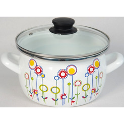 Кастрюля Сантэкс 1-2440112 (луговые цветы, белый)