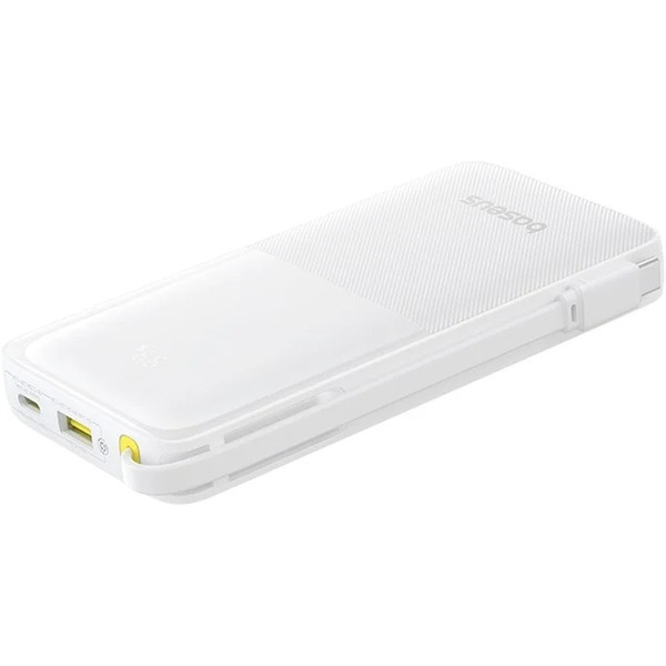 Внешний аккумулятор Baseus Bipow 2 Digital Display Power Bank With Built-in USB-C Cable 10000mah 20W (белый)