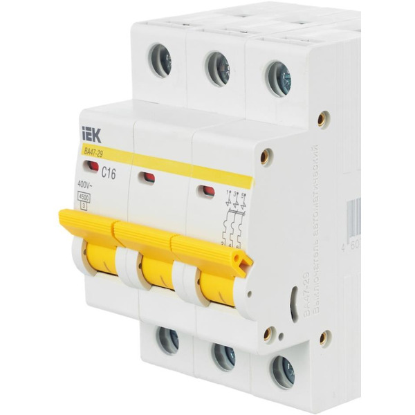 Выключатель автоматический IEK ВА47-29 16А 3Р 4.5кА С MVA20-3-016-C