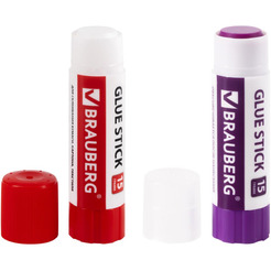 Клей-карандаш BRAUBERG 229474 15 г (2+1 обесцвечивающийся)