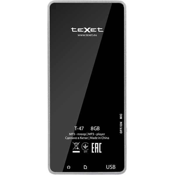 Mp3-плеер TEXET T-47 8 ГБ черный