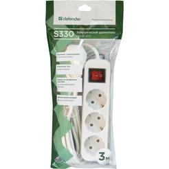 Удлинитель с заземлением DEFENDER S330 БЕЛЫЙ