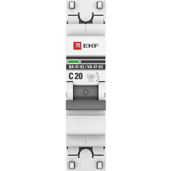 Выключатель автоматический EKF PROxima ВА 47-63 1P 20А (C) 4,5kA