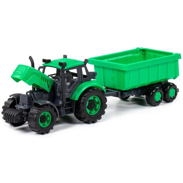 Трактор Полесье Прогресс с прицепом инерционный (зелёный) 94186