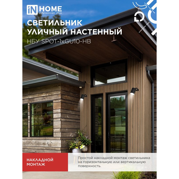 Светильник уличный настенный IN HOME НБУ SPOT-1xGU10-HB (4690612049113)