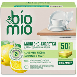 Таблетки для посудомоечной машины BioMio Бергамот и Юдзу, 50 шт