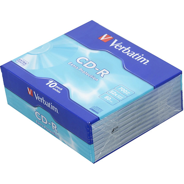 Диск CD-R Verbatim 4 700MB 52x Extra Protection, упаковка 10 шт. в футлярах SlimCase 43415