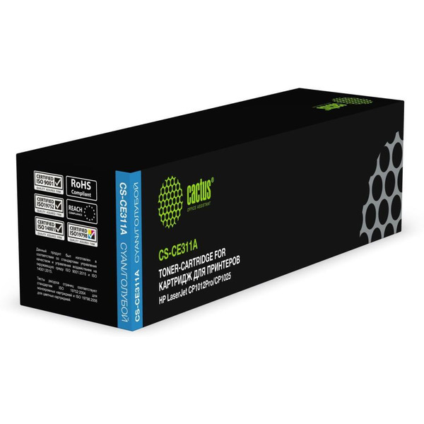 Картридж лазерный Cactus CS-CE311A CE311A голубой (1000стр.) для HP LaserJet CP1012Pro/CP1025
