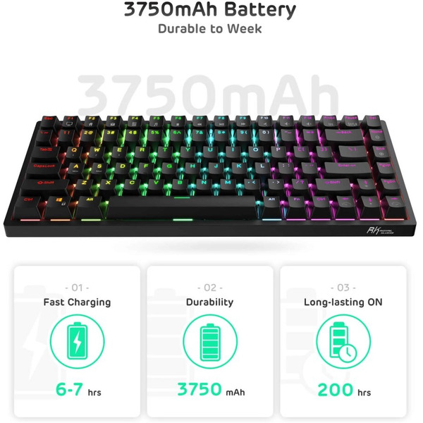 Клавиатура Royal Kludge RK84 RGB (черный, RK Red)