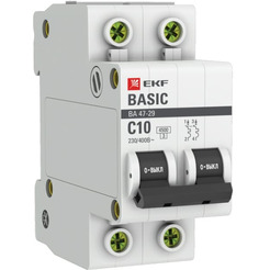 Автоматический выключатель EKF ВА 47-29 2P 10A (C) 4.5кА mcb4729-2-10C