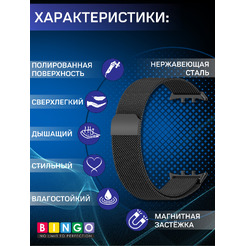 Ремешок Bingo Magnetic для HONOR Watch 5 (черный)