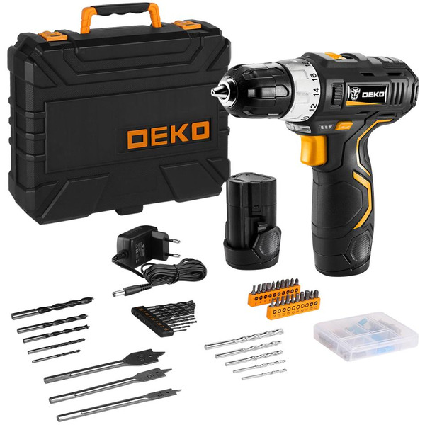 Дрель-шуруповерт Deko GCD12DU3 SET 5 (063-4148) с 2-мя АКБ, кейс, набор оснастки