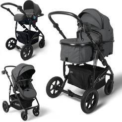 Коляска детская BubaGo Zoom BG 196-2 (3в1, темно-серый)