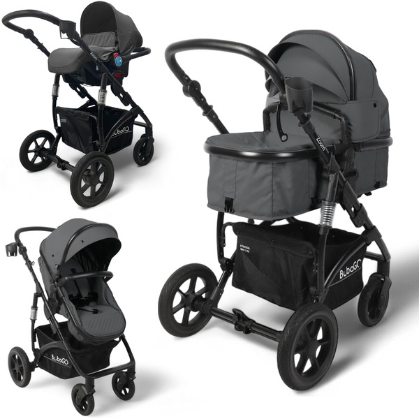 Коляска детская BubaGo Zoom BG 196-2 (3в1, темно-серый)