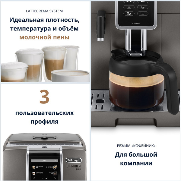 Кофемашина DeLonghi Dinamica Plus ECAM370.95.T