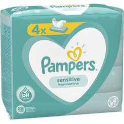 Детские влажные салфетки PAMPERS Sensitive 4x52 шт. ПрепакКор