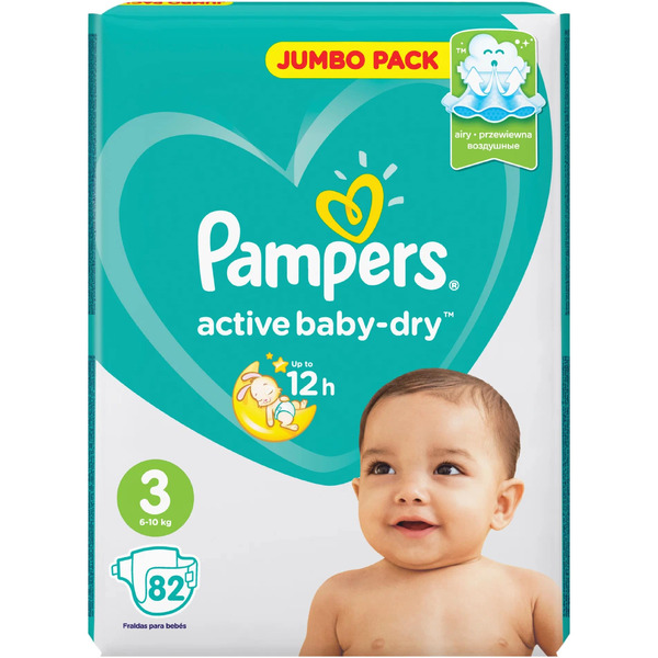 Подгузники PAMPERS Active Baby-Dry Midi (6-10 кг) Джамбо (82 шт.)