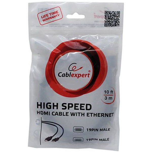 Кабель HDMI CABLEXPERT CC-HDMI4-10, 3м (черный) v1.4