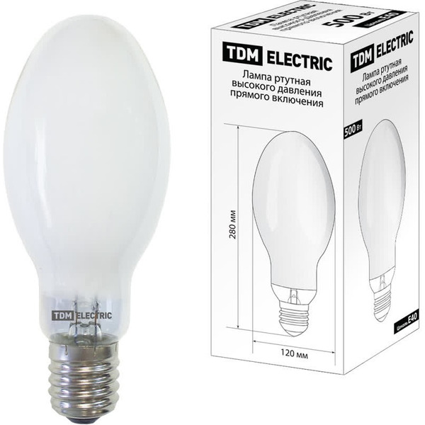 Лампа ртутная высокого давления прямого включения TDM ДРВ 500 Вт Е40 SQ0325-0021