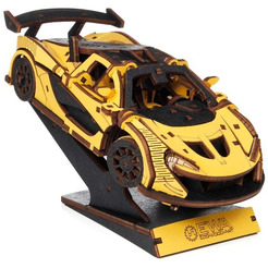 Механическая модель в виде конструктора EWA Гоночный автомобиль желтый