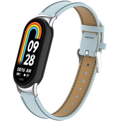 Ремешок BINGO Leather Litchi для XIAOMI Mi Band 8 Голубой