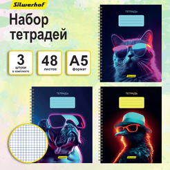 Набор тетрадей Silwerhof Неоновые животные в очках 48л 2001674