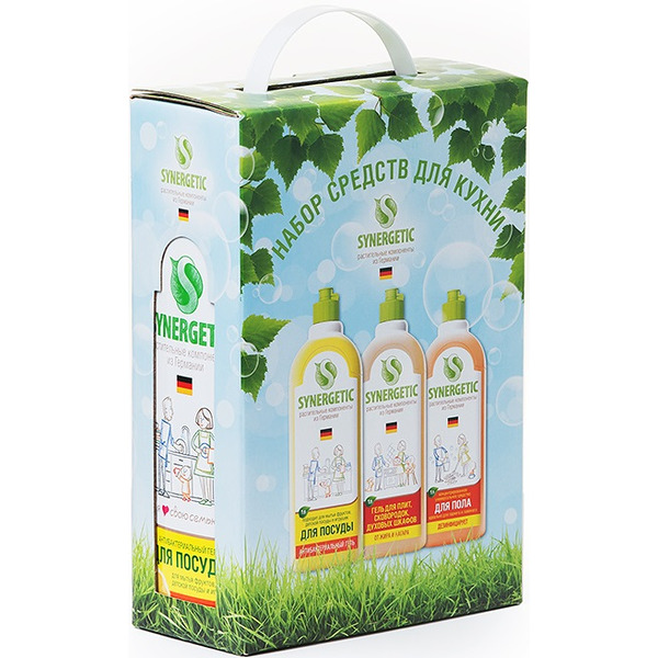 Набор средств SYNERGETIC для кухни (средства для мытья: посуды (1 л), поверхностей (1 л), плит (1 л)