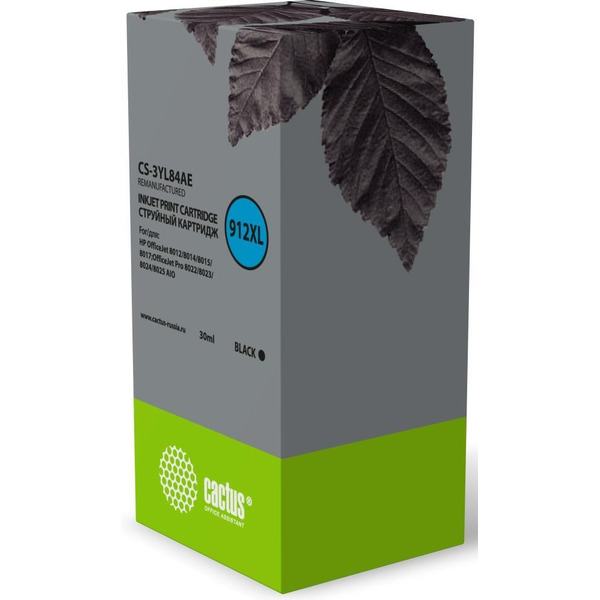 Картридж струйный Cactus CS-3YL84AE 912XL черный (30мл) для HP OfficeJet 8012/8014/8015/8017;OfficeJet Pro 8022/8023/8024/8025 AIO
