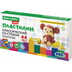 Пластилин BRAUBERG KIDS 106679 (44 цв.)