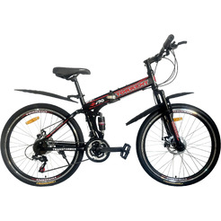 Велосипед TORRENT Transformer (рама сталь 17", внедорожный, 21 скорость, колеса 24д.) (Матовый чёрный графит, красный)