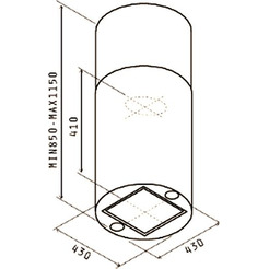 Кухонная вытяжка Jetair PIPE ISLAND BL/A/43