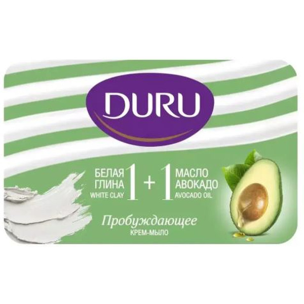 Крем-мыло DURU 1+1 Белая глина+Масло авокадо 80г