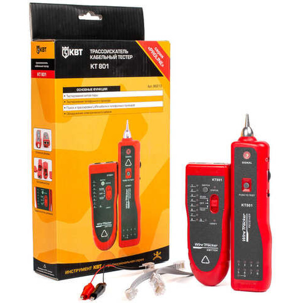 LAN-тестер кабельный с тон-генератором КВТ PROLINE KT 801 86213